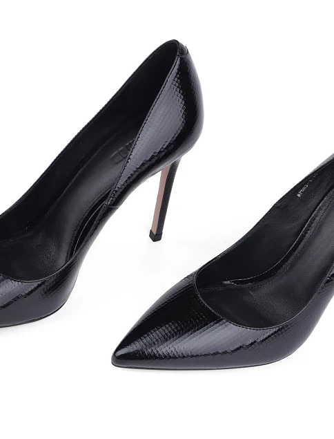 Женские туфли лодочки MIRATON черные кожаные - фото 5 - Miraton