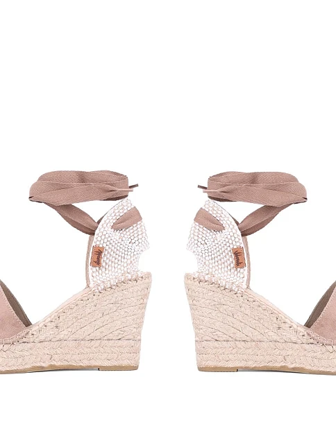 Женские босоножки VIDORRETA замшевые бежевые - фото 2 - Miraton