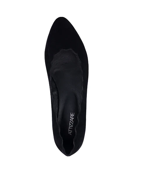 Женские балетки Attizzare велюровые черные с ажурным вырезом - фото 4 - Miraton