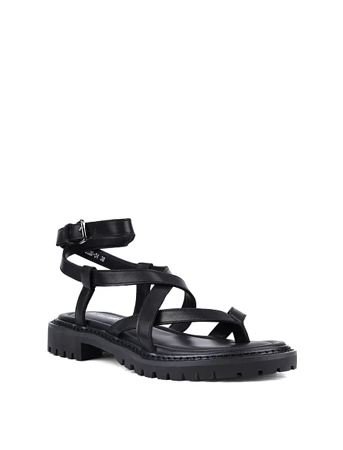 Женские сандалии Attizzare кожаные черные - фото 2 - Miraton