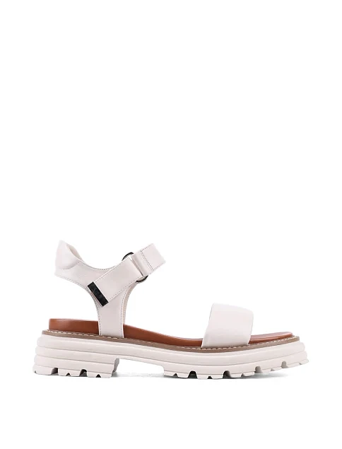 Женские сандалии Attizzare кожаные рисового цвета - фото 1 - Miraton