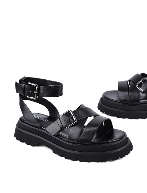 Женские сандалии Attizzare кожаные черные - фото 2 - Miraton