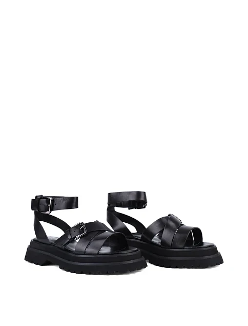 Женские сандалии Attizzare кожаные черные - фото 3 - Miraton