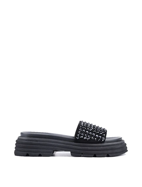 Женские шлепанцы Attizzare велюровые черные - фото 1 - Miraton