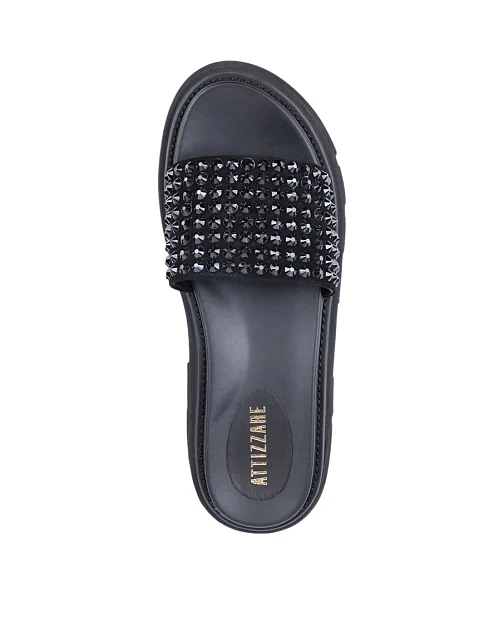 Женские шлепанцы Attizzare велюровые черные - фото 4 - Miraton