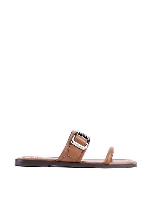 Женские шлепанцы Attizzare кожаные коричневые - фото 2 - Miraton