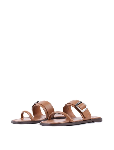 Женские шлепанцы Attizzare кожаные коричневые - фото 3 - Miraton