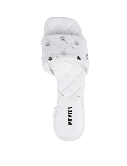 Жіночі шльопанці MIRATON шкіряні білі - фото 1 - Miraton