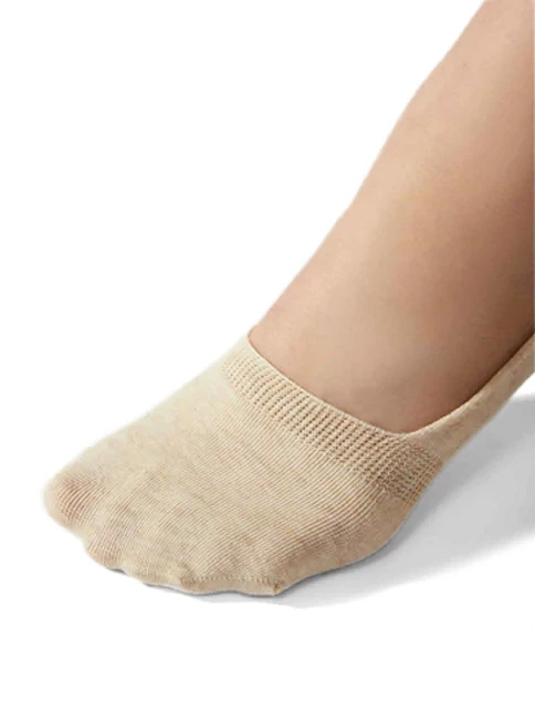 Следы женские хлопковые бежевые 2 шт. - фото 1 - Miraton