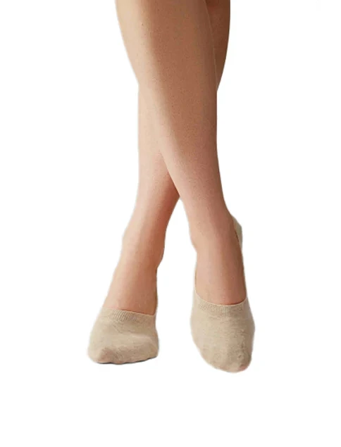 Следы женские хлопковые бежевые 2 шт. - фото 4 - Miraton