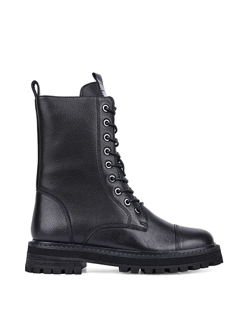 Женские ботинки MIRATON кожаные черные с подкладкой из натурального меха - фото 1 - Miraton