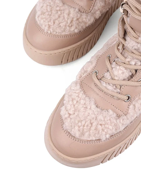 Жіночі черевики Attizzare шкіряні бежеві з підкладкою з натурального хутра - фото 5 - Miraton