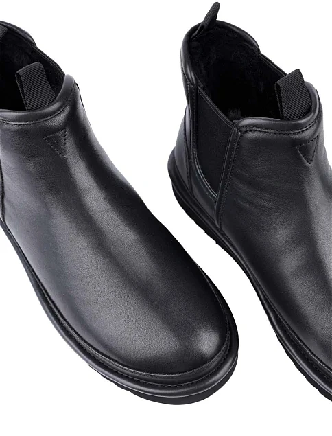 Мужские ботинки Miguel Miratez кожаные черные с подкладкой из натурального меха - фото 5 - Miraton