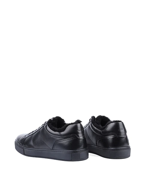 Чоловічі кеди MIRATON шкіряні чорні з підкладкою з натурального хутра - фото 4 - Miraton