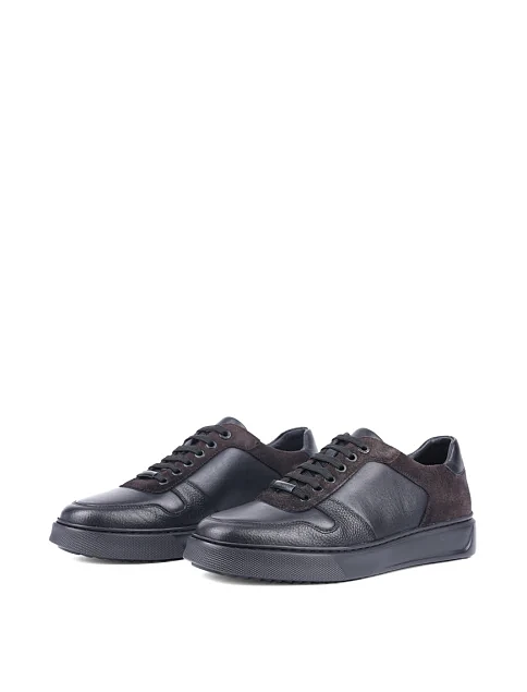 Мужские кеды MIRATON кожаные черные - фото 3 - Miraton