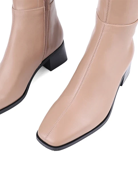 Жіночі ботфорти MIRATON шкіряні бежеві з підкладкою з натуральної шкіри - фото 5 - Miraton