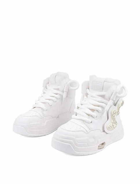 Женские ботинки MIRATON кожаные белые с подкладкой из натурального меха - фото 3 - Miraton