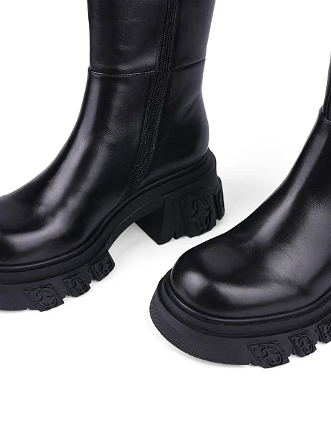 Жіночі чоботи MIRATON шкіряні чорні з підкладкою з байки - фото 5 - Miraton