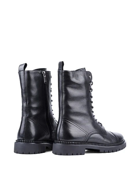 Женские ботинки Attizzare кожаные черные с подкладкой из натурального меха - фото 4 - Miraton