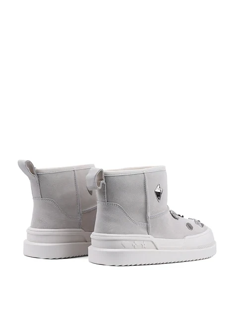 Жіночі уггі MIRATON велюрові сірі з підкладкою з натурального хутра - фото 4 - Miraton