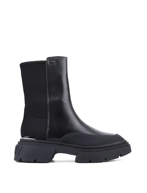 Женские ботинки DKNY кожаные черные с подкладкой из натуральной кожи - фото 1 - Miraton