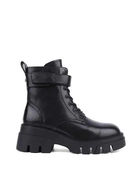 Женские ботинки Attizzare кожаные черные с подкладкой из натурального меха - фото 1 - Miraton