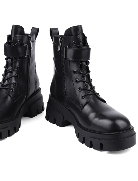 Женские ботинки Attizzare кожаные черные с подкладкой из натурального меха - фото 2 - Miraton