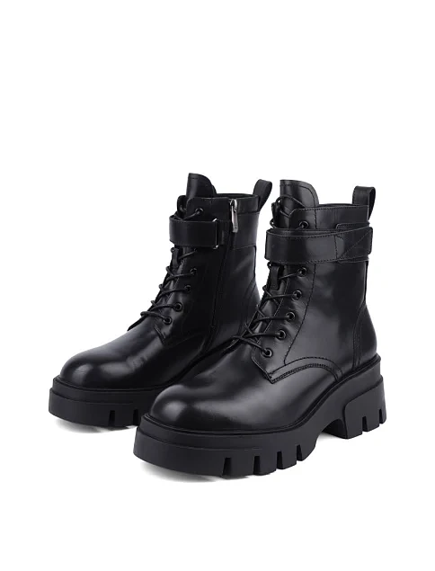 Женские ботинки Attizzare кожаные черные с подкладкой из натурального меха - фото 3 - Miraton