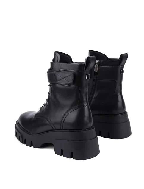 Женские ботинки Attizzare кожаные черные с подкладкой из натурального меха - фото 4 - Miraton