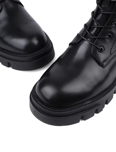 Женские ботинки Attizzare кожаные черные с подкладкой из натурального меха - фото 5 - Miraton