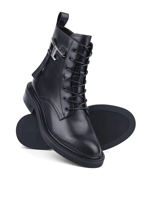 Жіночі черевики MIRATON шкіряні чорні з підкладкою з байки - фото 2 - Miraton