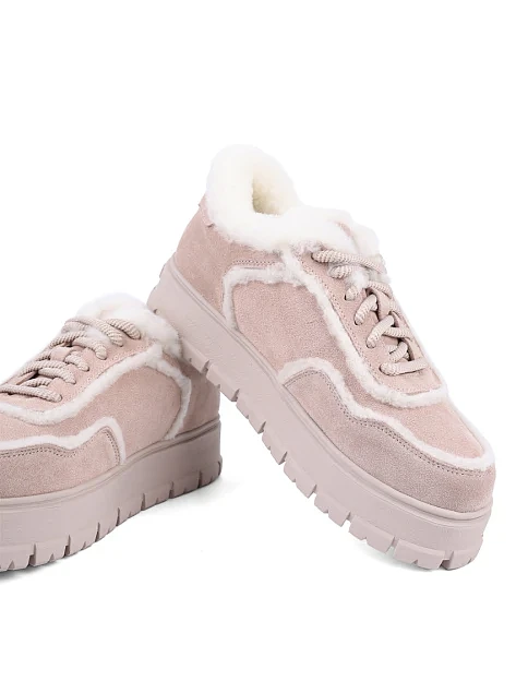 Женские кроссовки Attizzare велюровые бежевые - фото 3 - Miraton