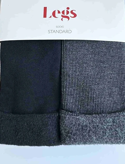 Женские высокие носки Legs FLEECE черные (2 пары) - фото 1 - Miraton