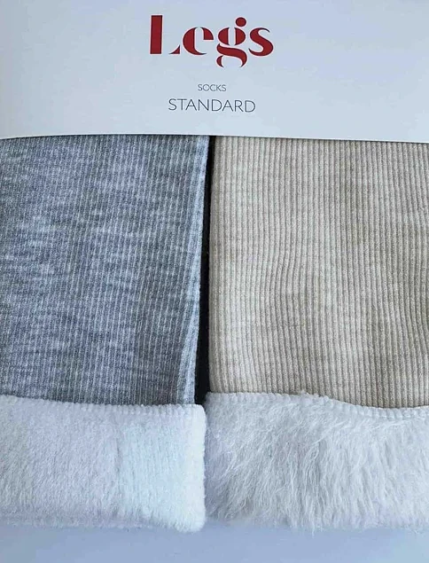 Женские высокие носки Legs FLEECE бежевые (2 пары) - фото 1 - Miraton