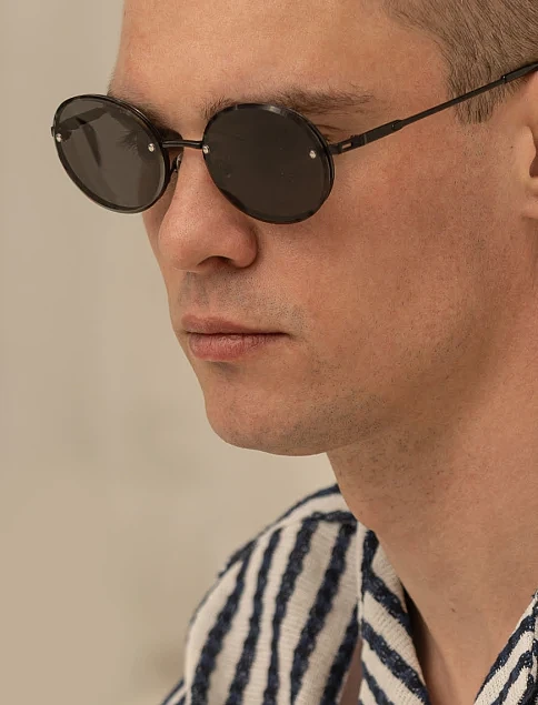 Солнцезащитные очки круглые черные - фото 1 - Miraton