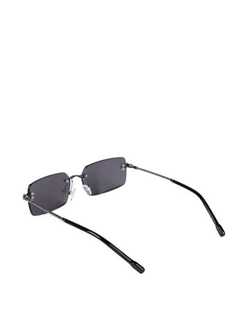 Солнцезащитные очки прямоугольные черные без оправы - фото 3 - Miraton