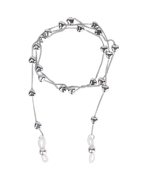 Ланцюжок для окулярів срібний ланцюг із серцями - фото 1 - Miraton