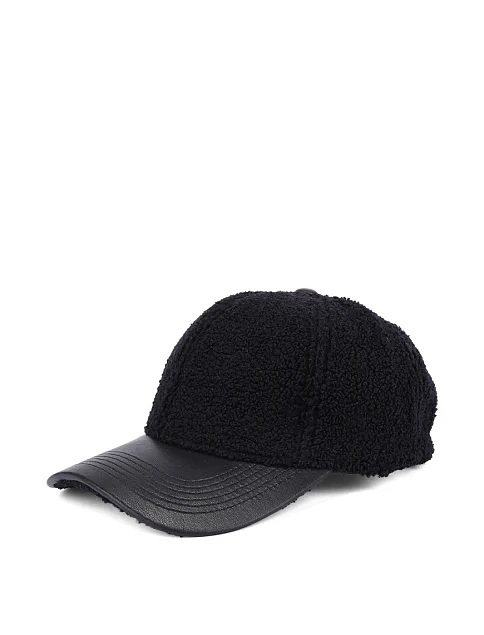 Кепка тедди-мех черная - фото 1 - Miraton