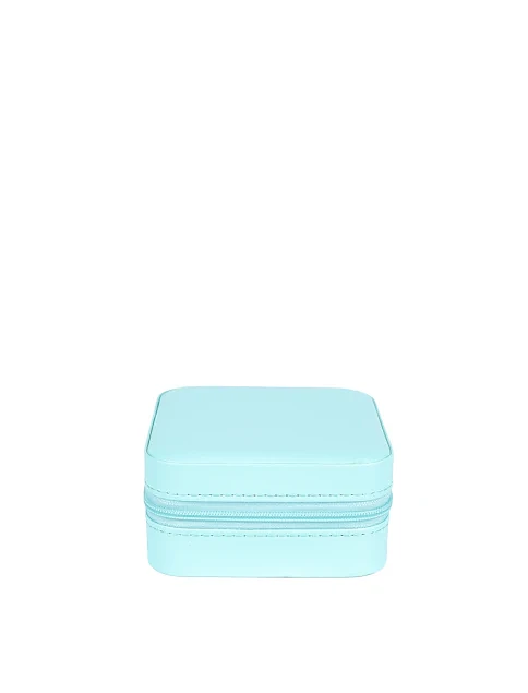 Бокс для украшений из экокожи голубой - фото 1 - Miraton