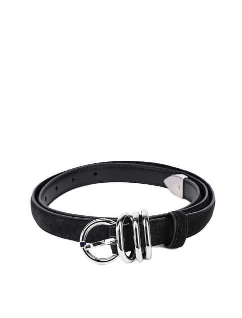 Жіночий ремінь замшевий чорний - фото 1 - Miraton