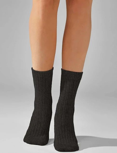 Женские высокие носки Legs CASHEMERE MERINO черные - фото 1 - Miraton