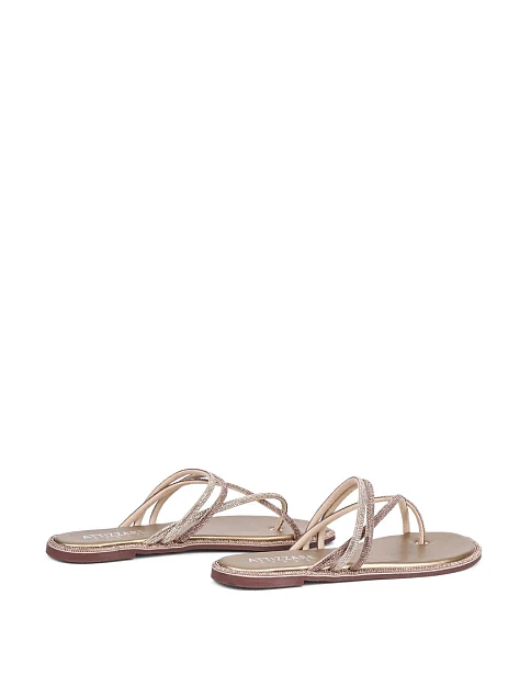 Женские шлепанцы Attizzare из искусственной кожи золотого цвета - фото 4 - Miraton