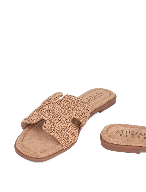 Женские шлепанцы Attizzare тканевые бежевые - фото 3 - Miraton