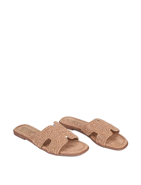 Женские шлепанцы Attizzare тканевые бежевые - фото 4 - Miraton