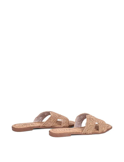 Женские шлепанцы Attizzare тканевые бежевые - фото 5 - Miraton