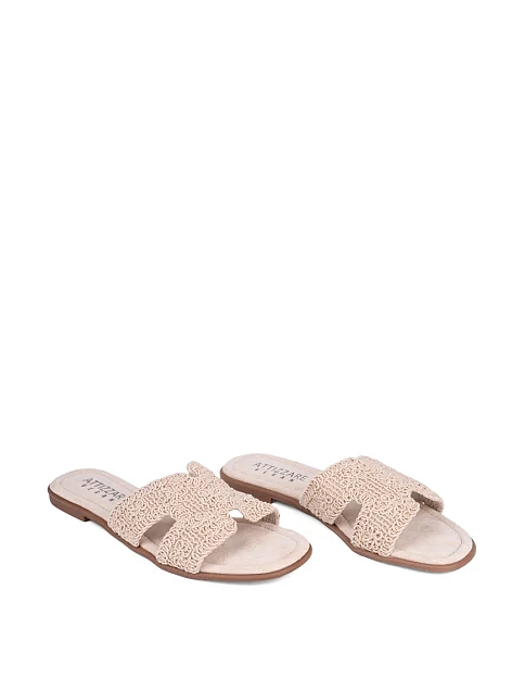 Женские шлепанцы Attizzare тканевые рисового цвета - фото 3 - Miraton