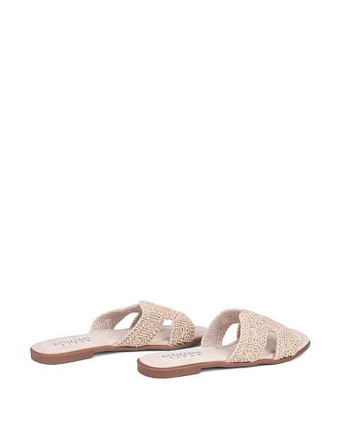 Женские шлепанцы Attizzare тканевые рисового цвета - фото 4 - Miraton