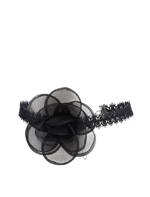 Ажурний чокер з квіткою чорний - фото 1 - Miraton