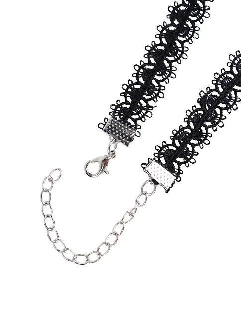 Ажурний чокер з квіткою чорний - фото 2 - Miraton