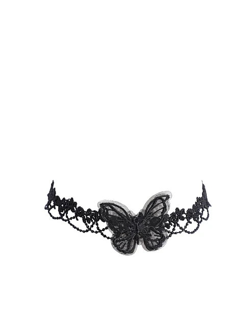 Ажурный чокер бабочка черный - фото 1 - Miraton
